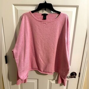 Moda International Women's Crew Neck Dolman Crop Pink Sweatshirt XL